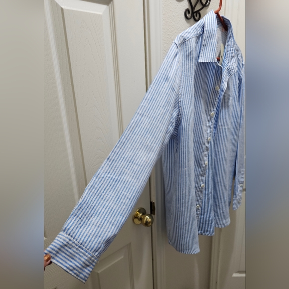 Tommy Bahama Relaxed Linen Blue Striped Men's Shirt Size Large NWT - Picture 3 of 13